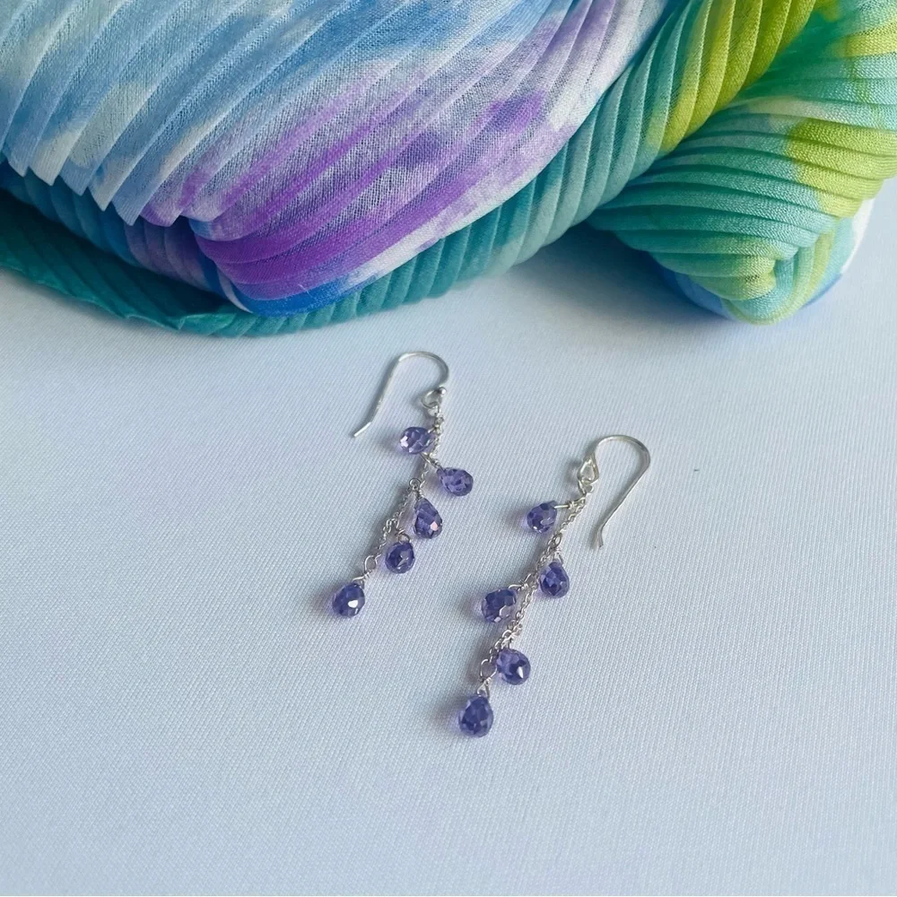 Purple and Gold Drop Vintage Earrings Style Victorian